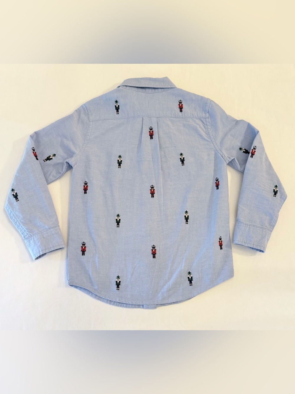 Janie and Jack Boys Blue Oxford Button-Down with Embroidered Nutcrackers Size 5 - Picture 2 of 12